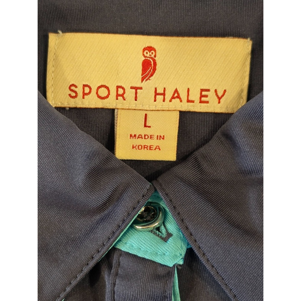 Sport Haley Women's L Sleeveless Collared Golf Polo Gray Aqua Tennis Made Korea - Picture 2 of 5